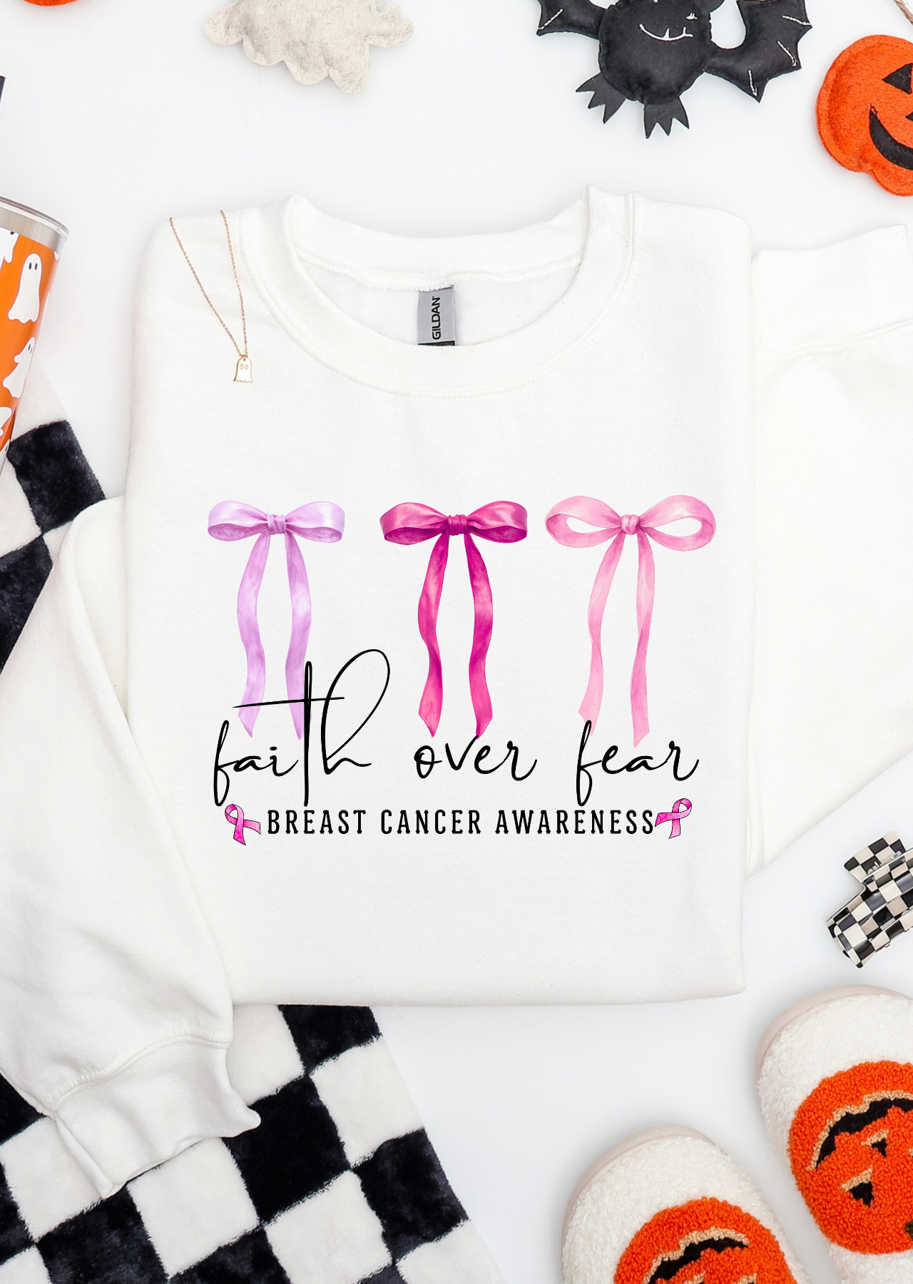 Faith Over Fear Coquette Bow Sweatshirt