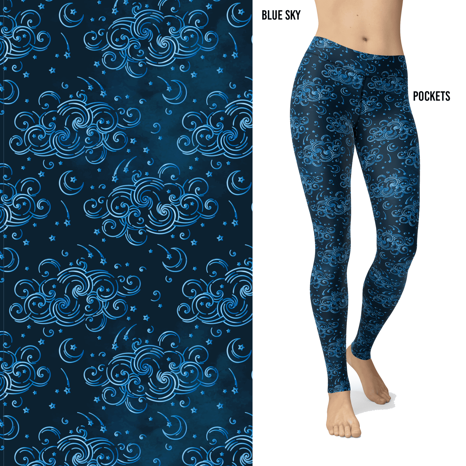 Blue Cloudy Sky Leggings