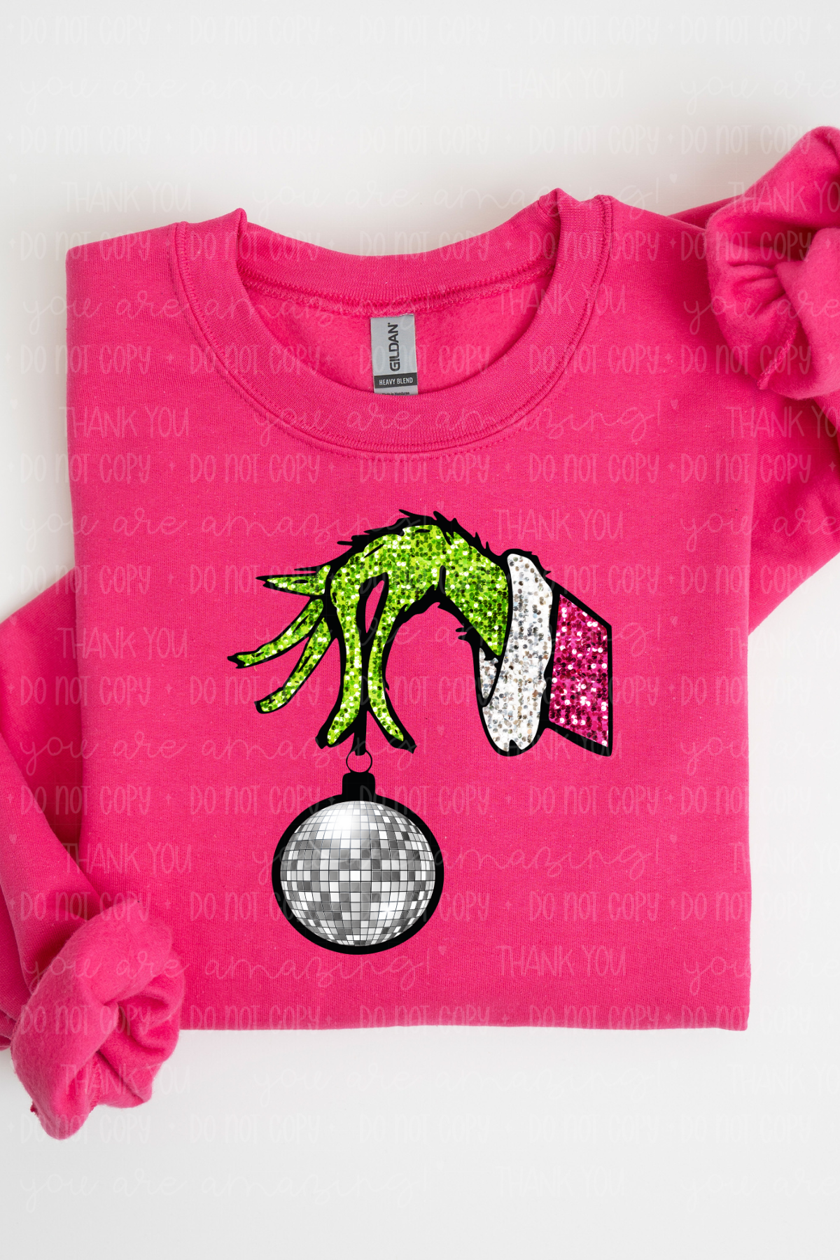 Festive Hand Faux Disco Ornament Sweatshirt
