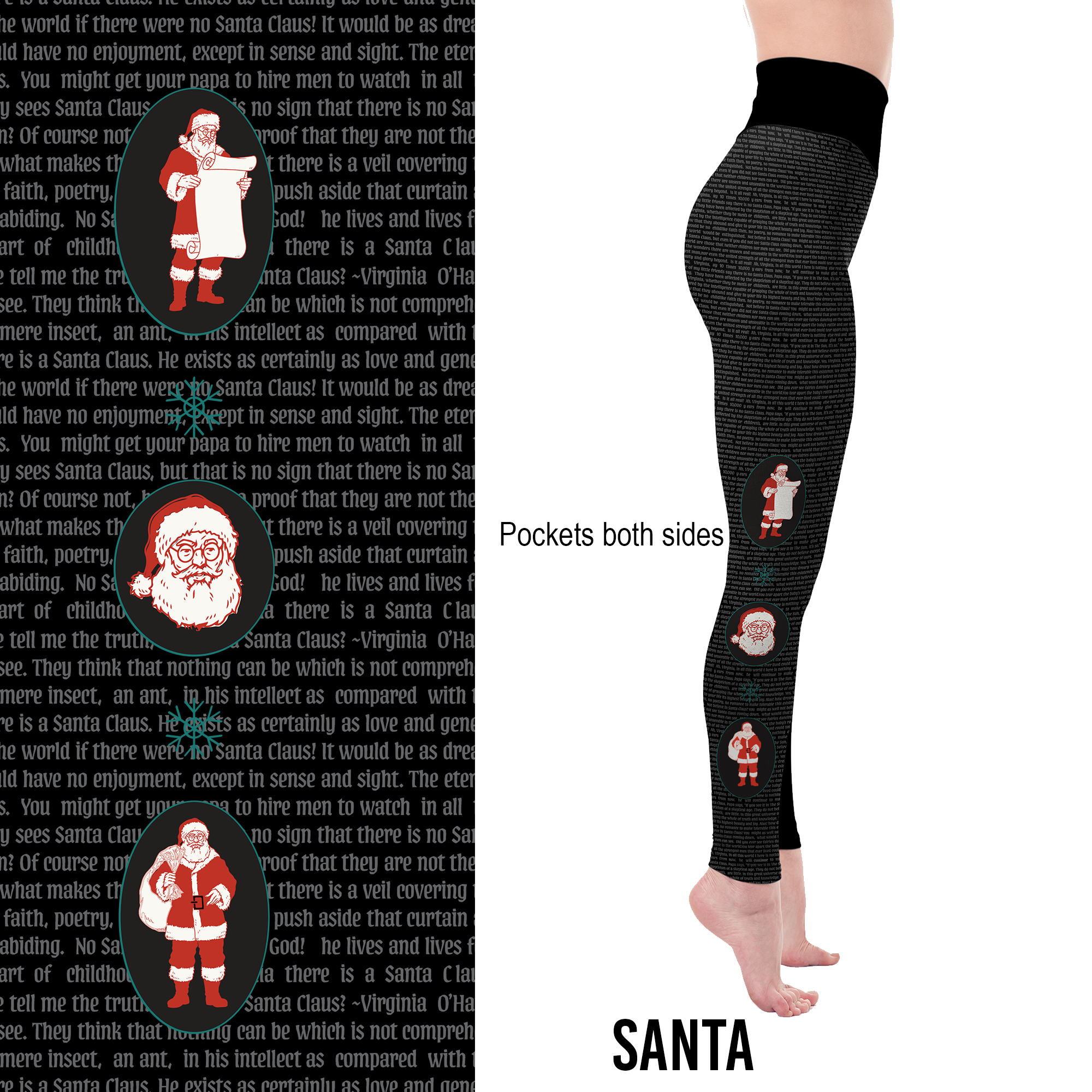 “Yes Virginia Santa Full Leggings with Pockets - Pre-Order