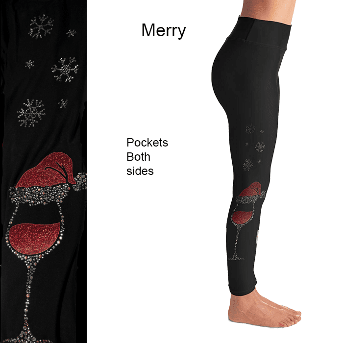 Merry Santa Hat Wine Glass Full Pockets