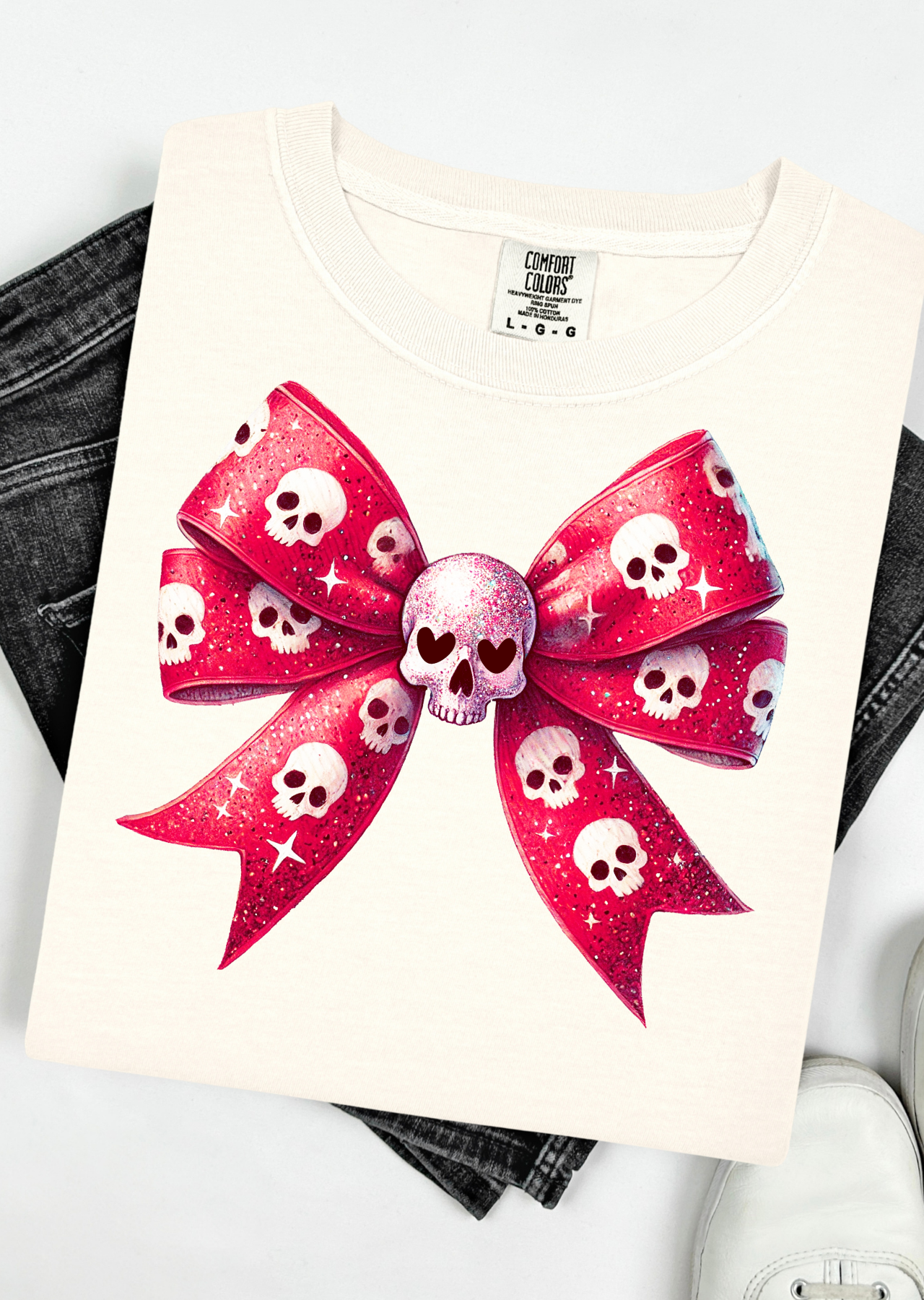 Skull Bow Comfort Colors T-Shirt