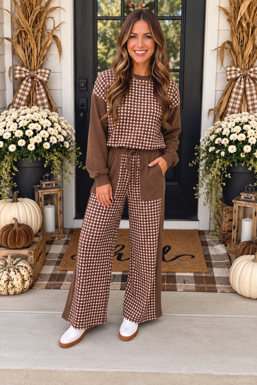 Khaki Patchwork Wide Leg Set WTW