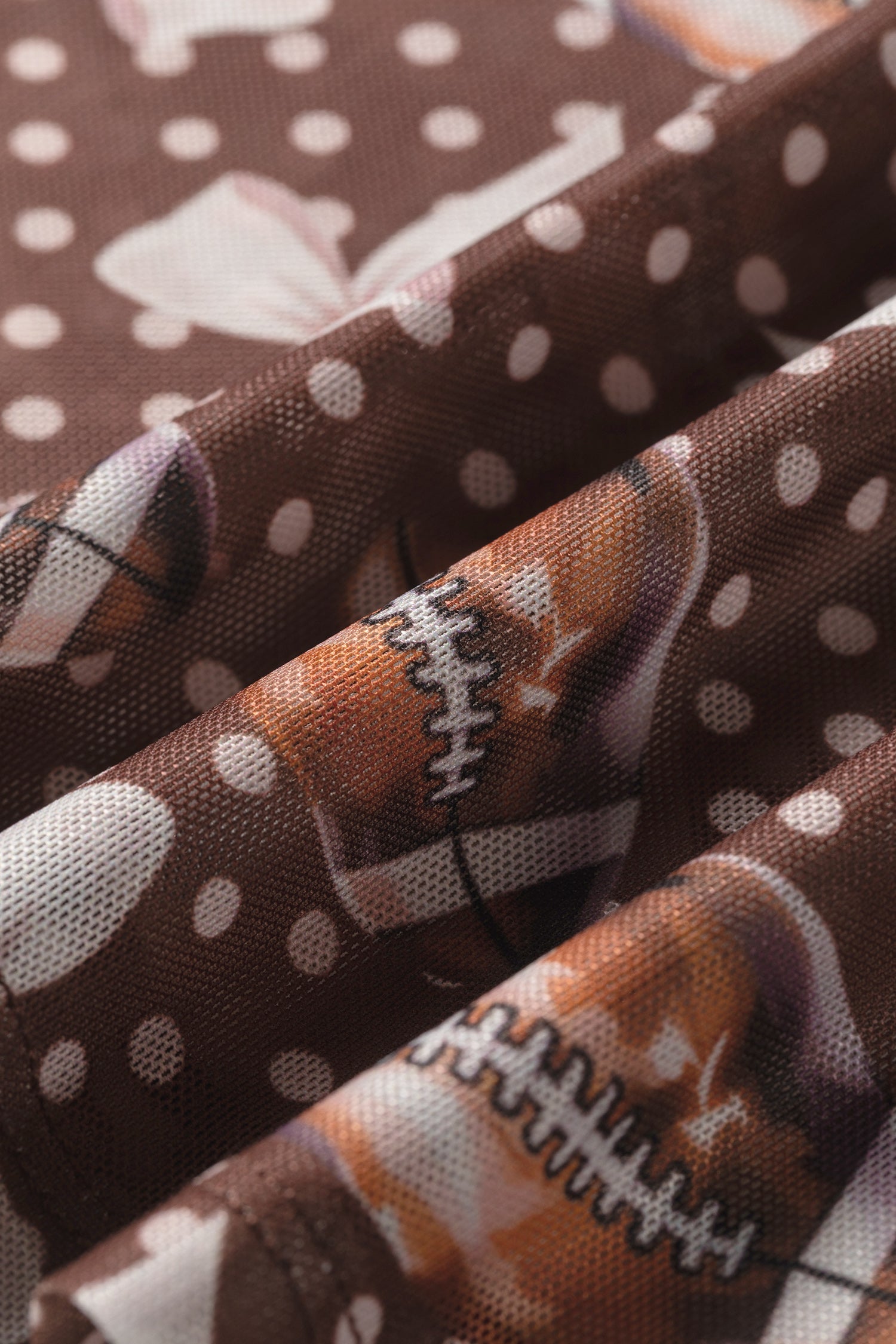 Polka Dot Bow Football Mesh Long Sleeve Top