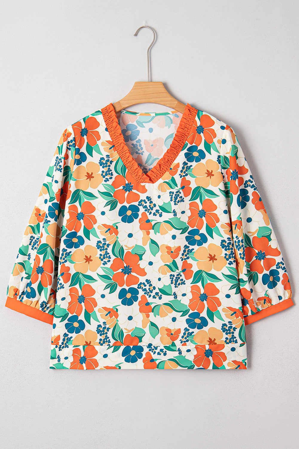 Orange Floral Frilled Blouse WTW