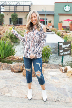 Hunting Diva Cold Shoulder Thumbhole Hoodie