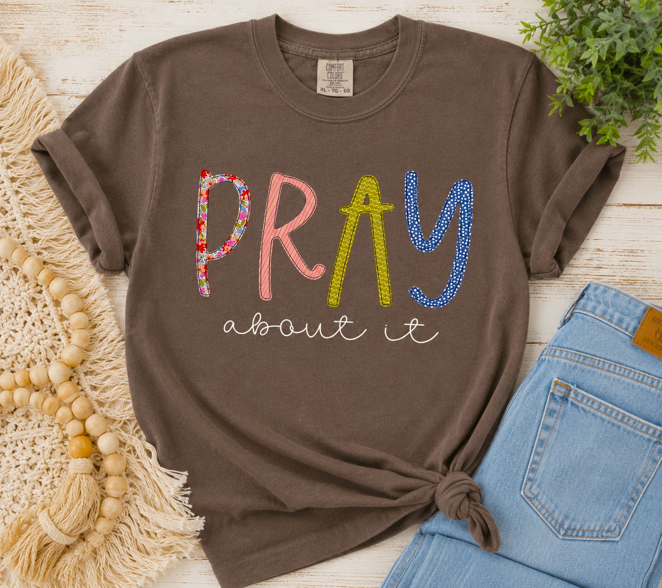 Floral Patchwork Pray About It Tee.