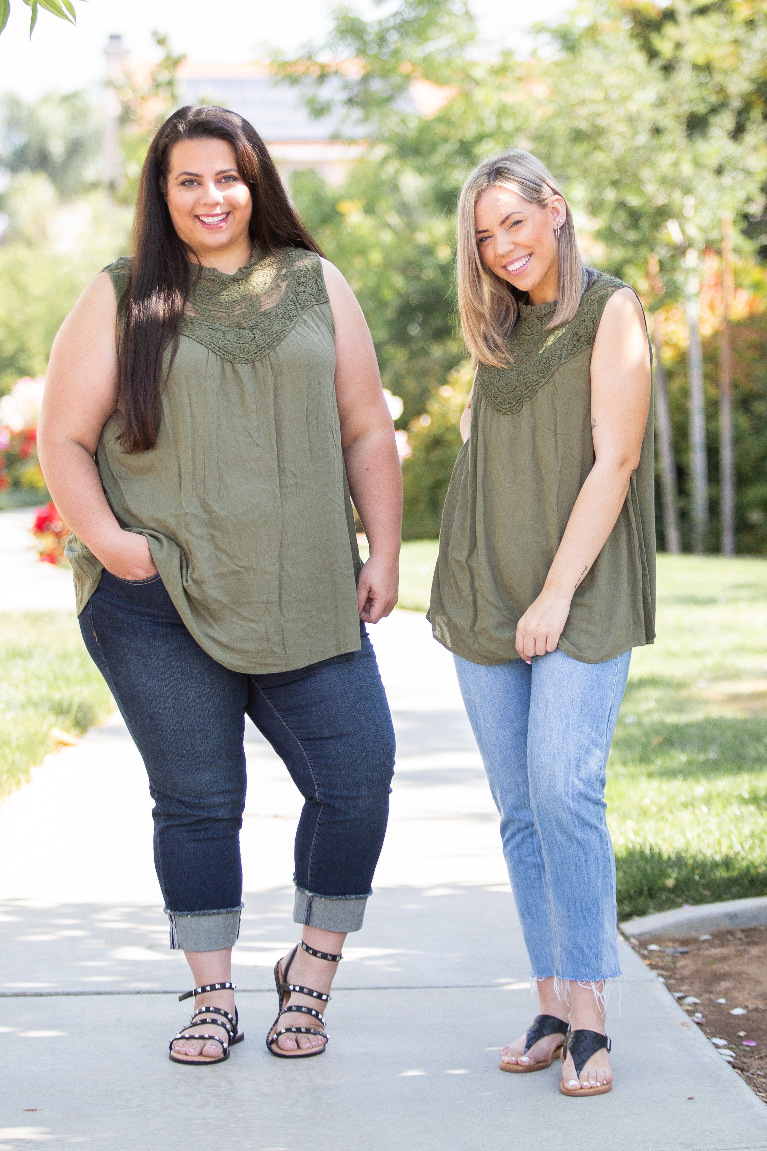 Boho Charm Sleeveless Top in Olive