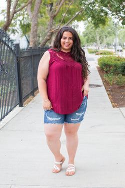 Boho Charm Sleeveless Top in Wine