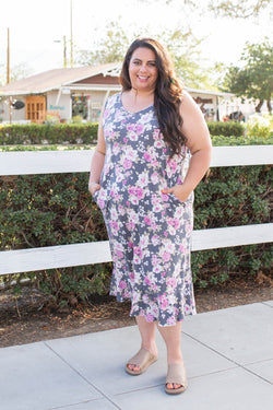 Dusty Floral Midi Dress