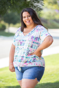 Aztec Tie Dye Front Knot Top