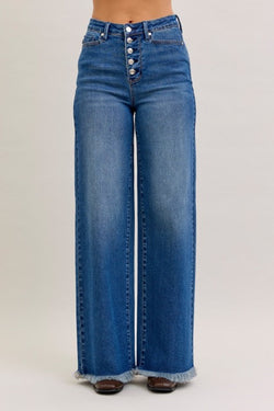 Karla High Waist Column Straight Button-Fly & Back Welt Pkts