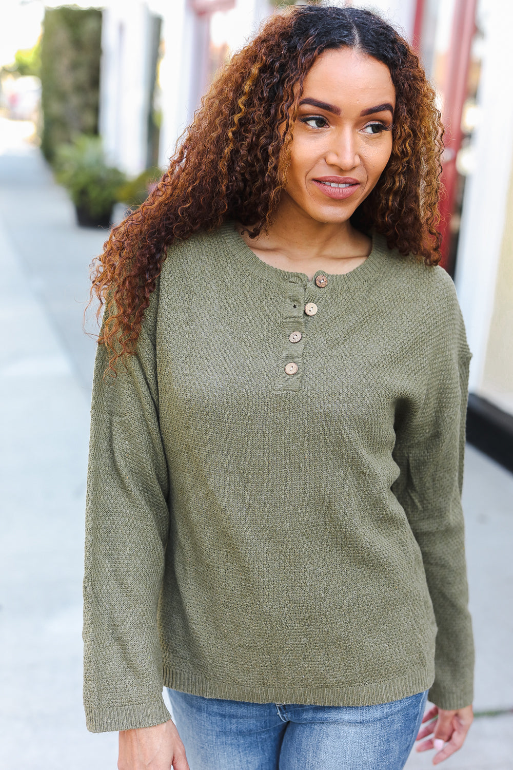 Beautiful You Moss Green Button Down Ribbed Sweater