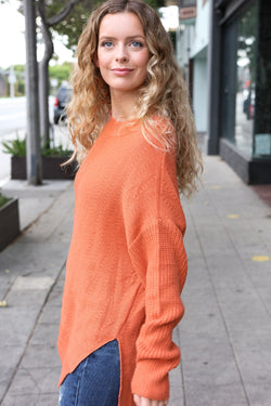 Autumn Vibes Pumpkin Asymmetrical Knit Sweater