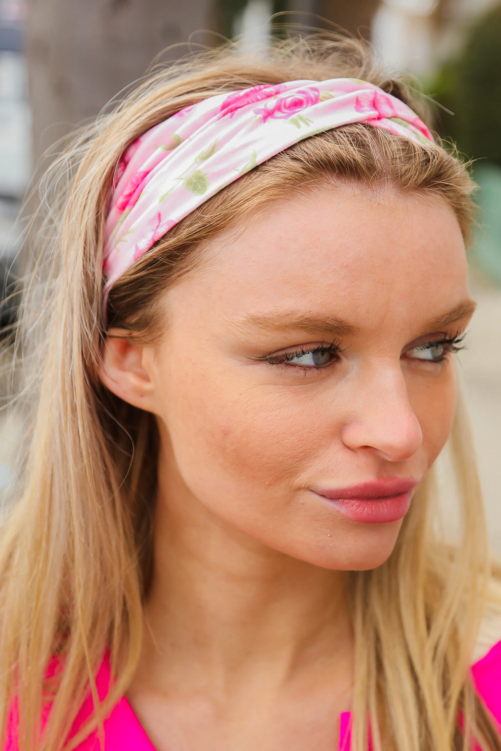 Pink Floral & Lips Print Valentine Twist Headband