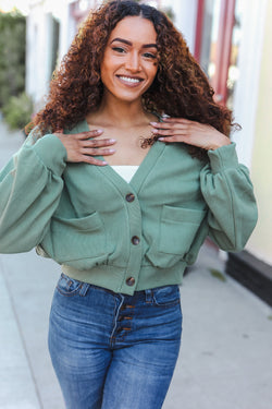 Weekend Ready Lime Green Boyfriend Button Down Cropped Jacket