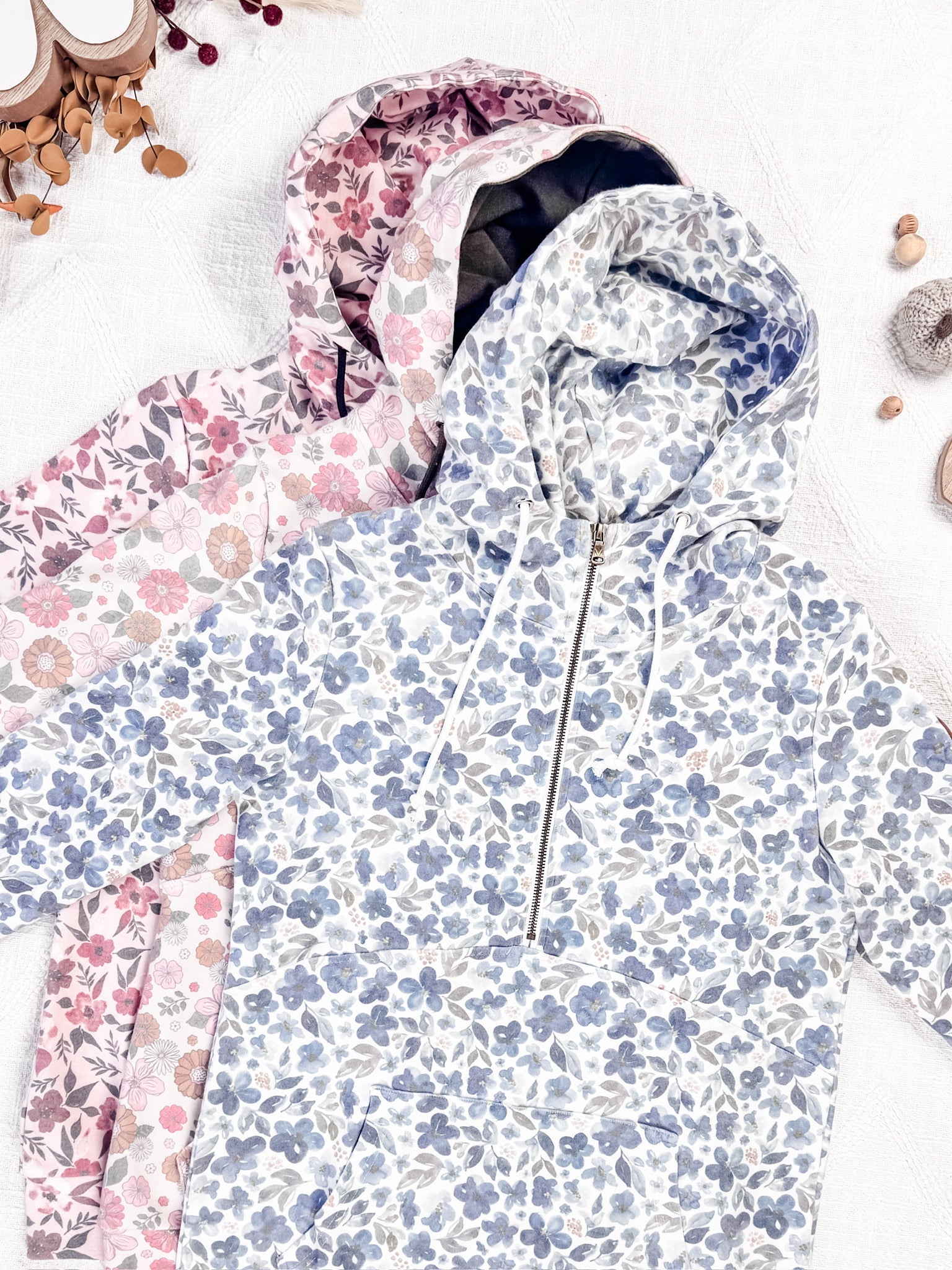 HalfZip Hoodie - Blue Floral