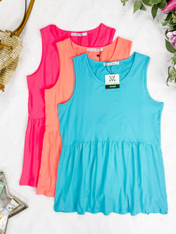 Renee Ruffle Tank - Neon Pink