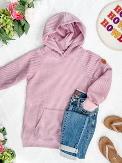 Tatum Textured Pullover Hoodie - Rose