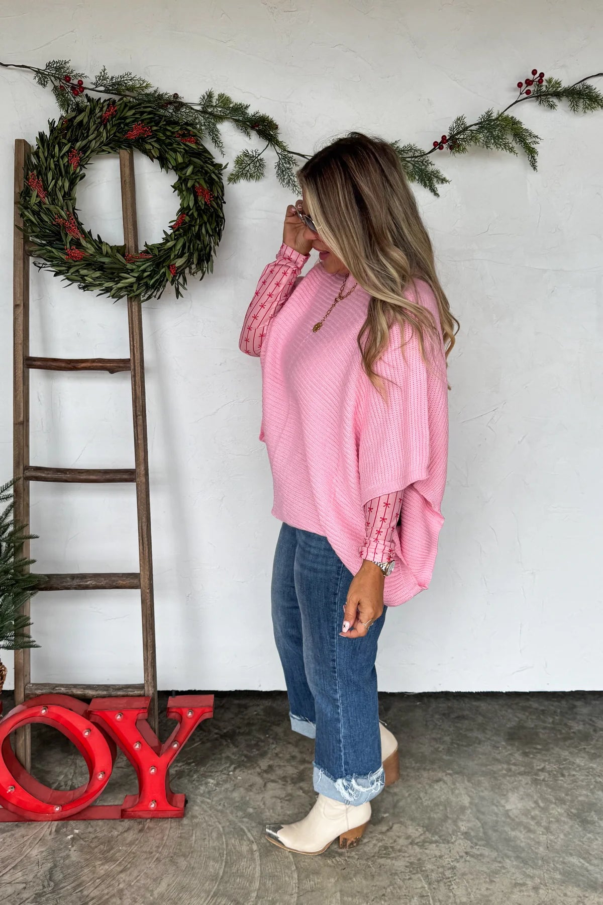 RTS- CHRISTMAS MEG PULLOVER PONCHO