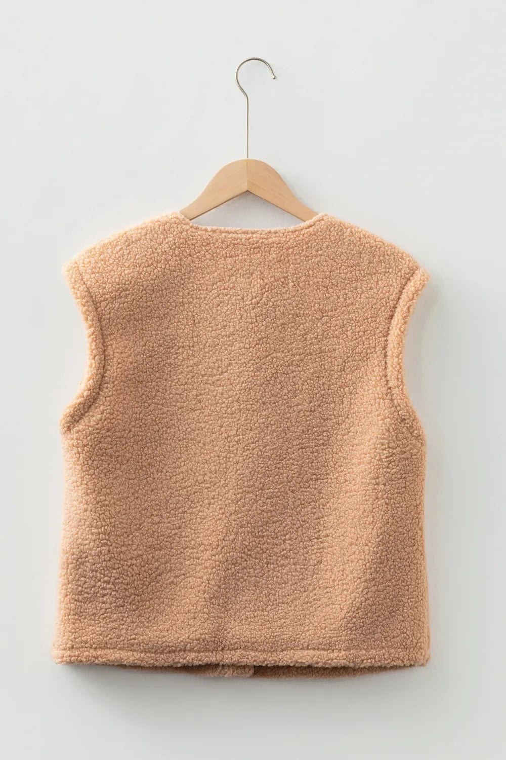 Beige Button Fuzzy Pocket Vest WTW