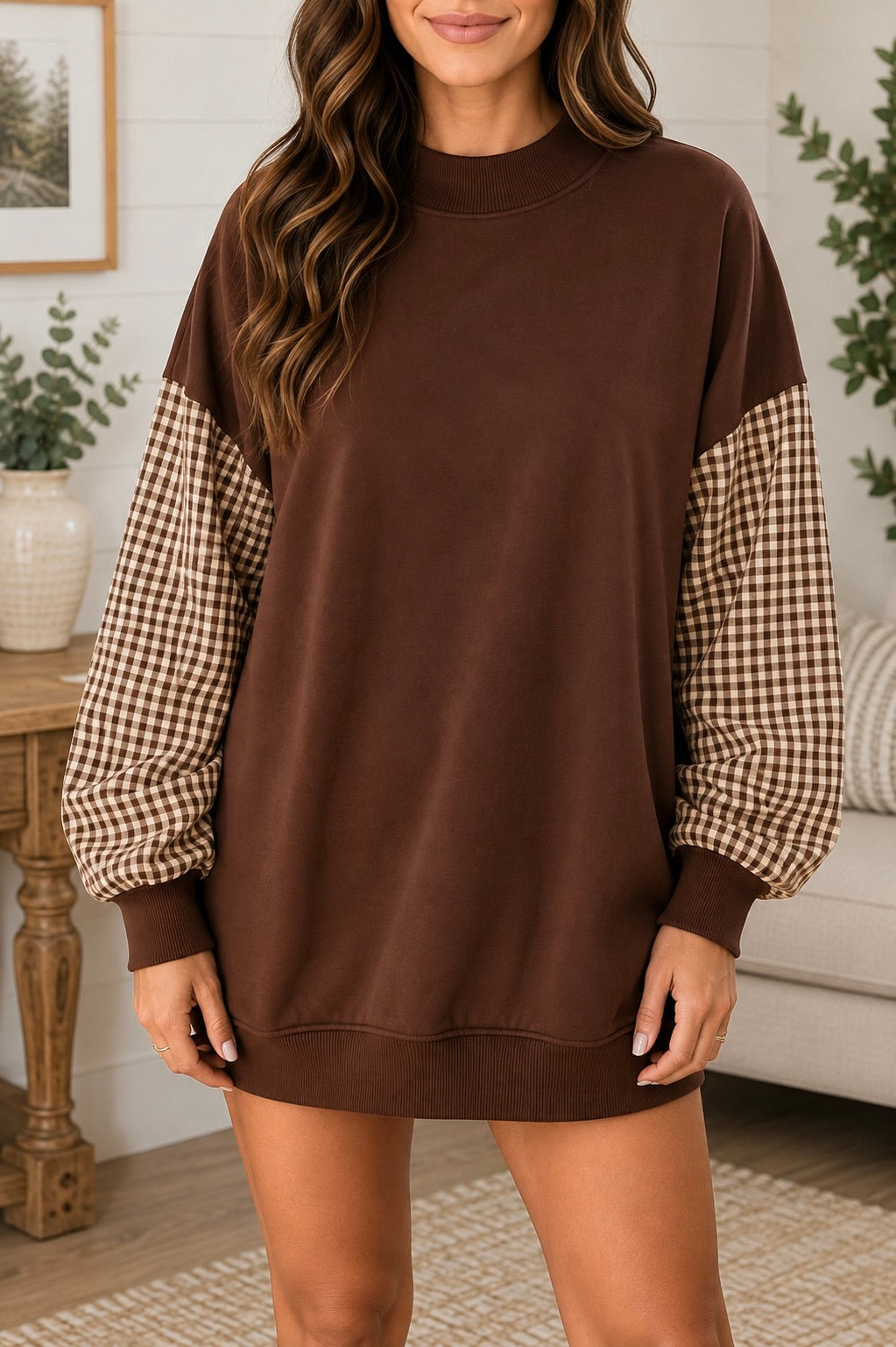 Plaid Sleeve Sweatshirt WTW
