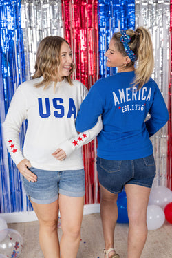 USA Pullover - White