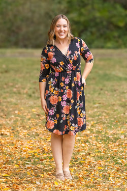 Taylor Dress - Black Fall Floral Mix