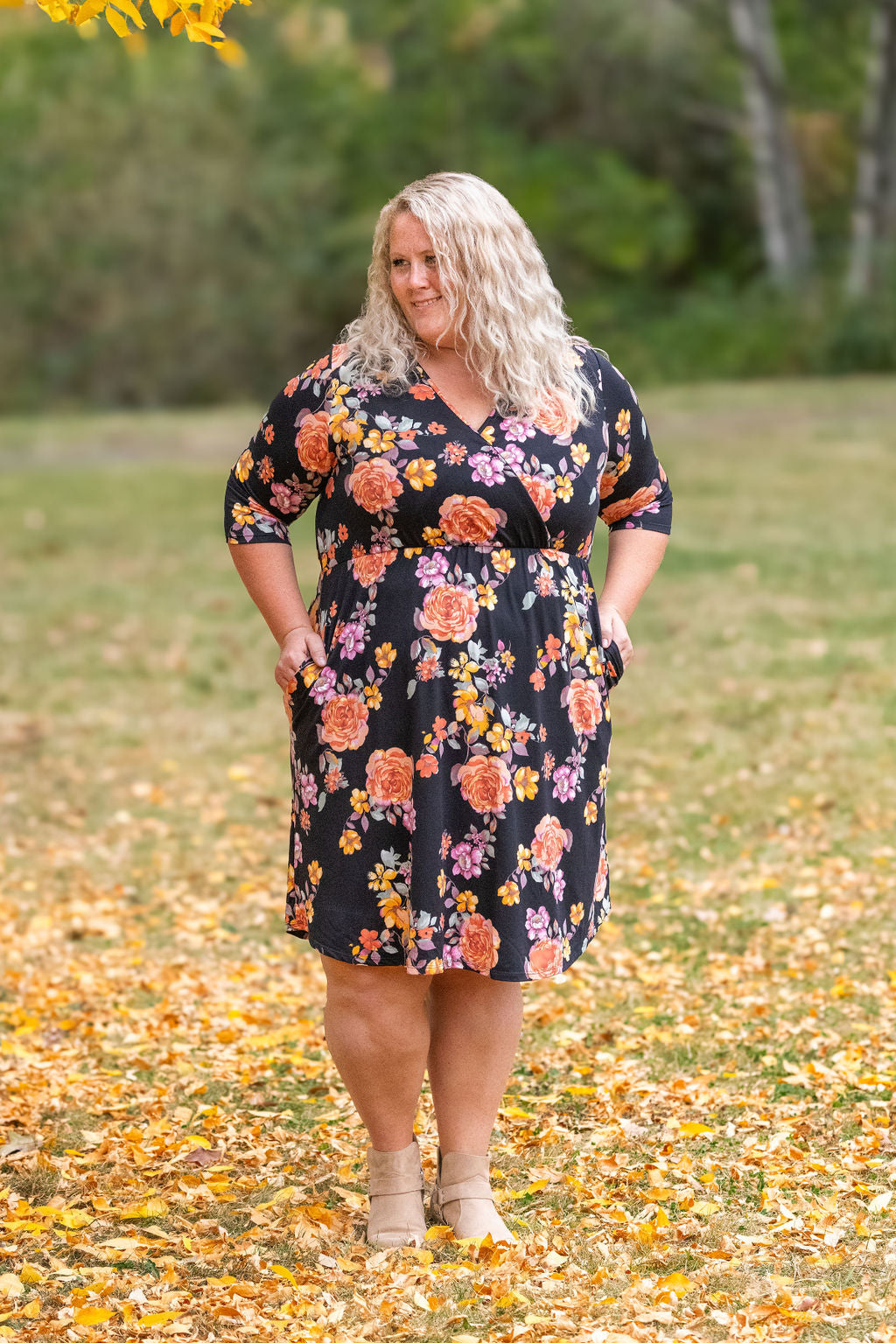 Taylor Dress - Black Fall Floral Mix