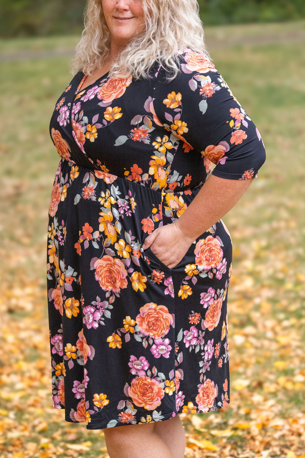 Taylor Dress - Black Fall Floral Mix