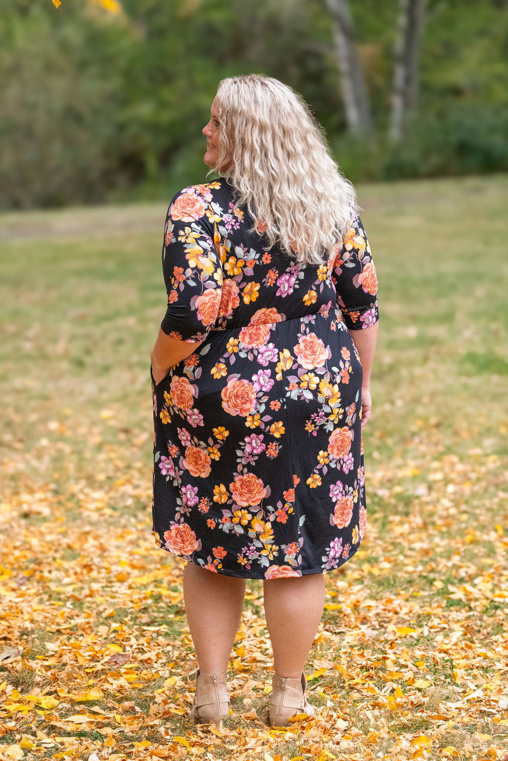 Taylor Dress - Black Fall Floral Mix