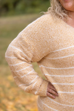 Cozy Striped Sweater - Mustard