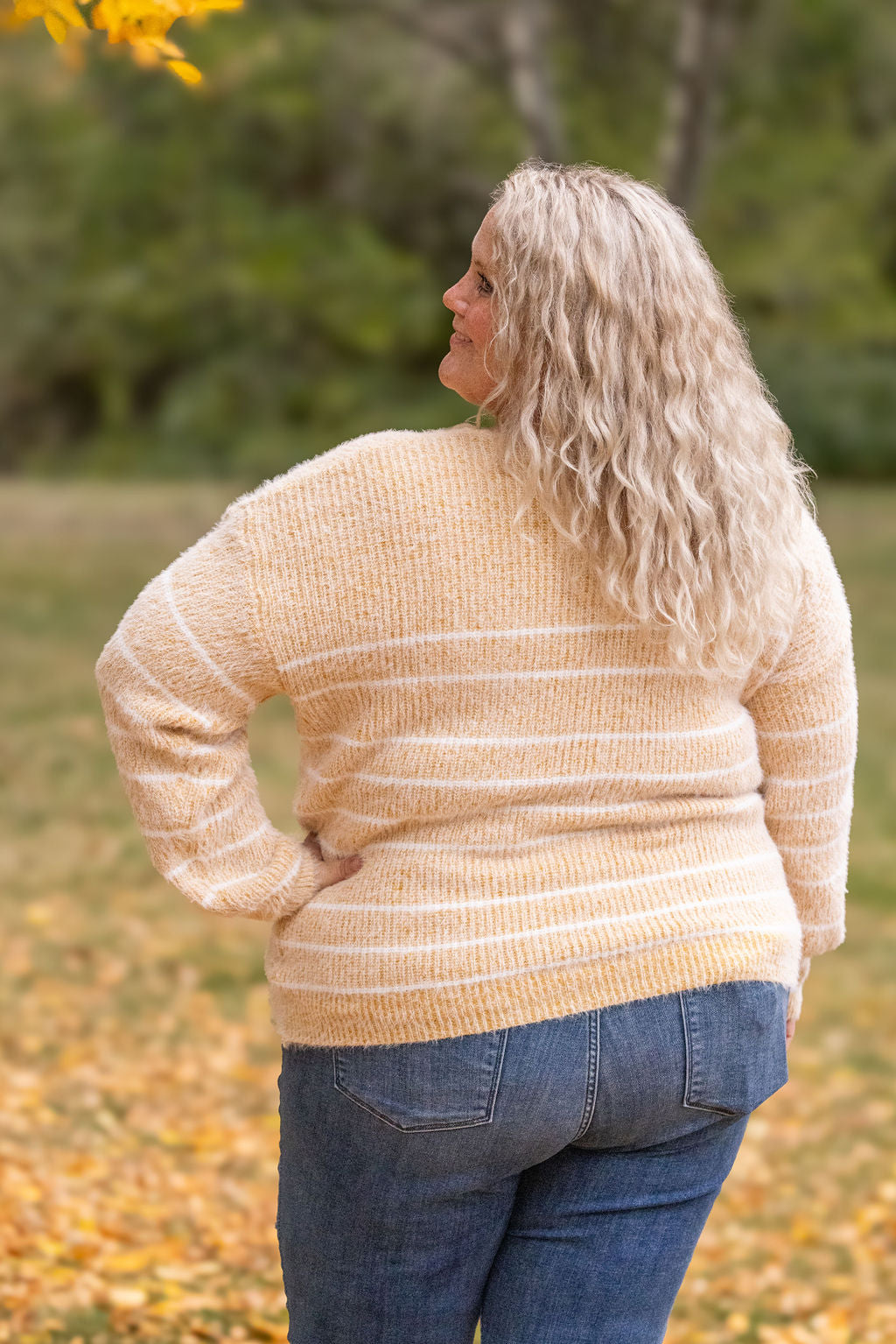 Cozy Striped Sweater - Mustard