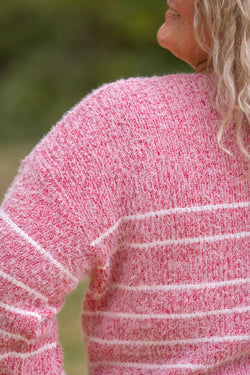 Cozy Striped Sweater - Red