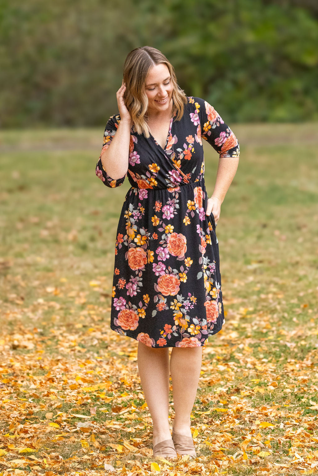 Taylor Dress - Black Fall Floral Mix