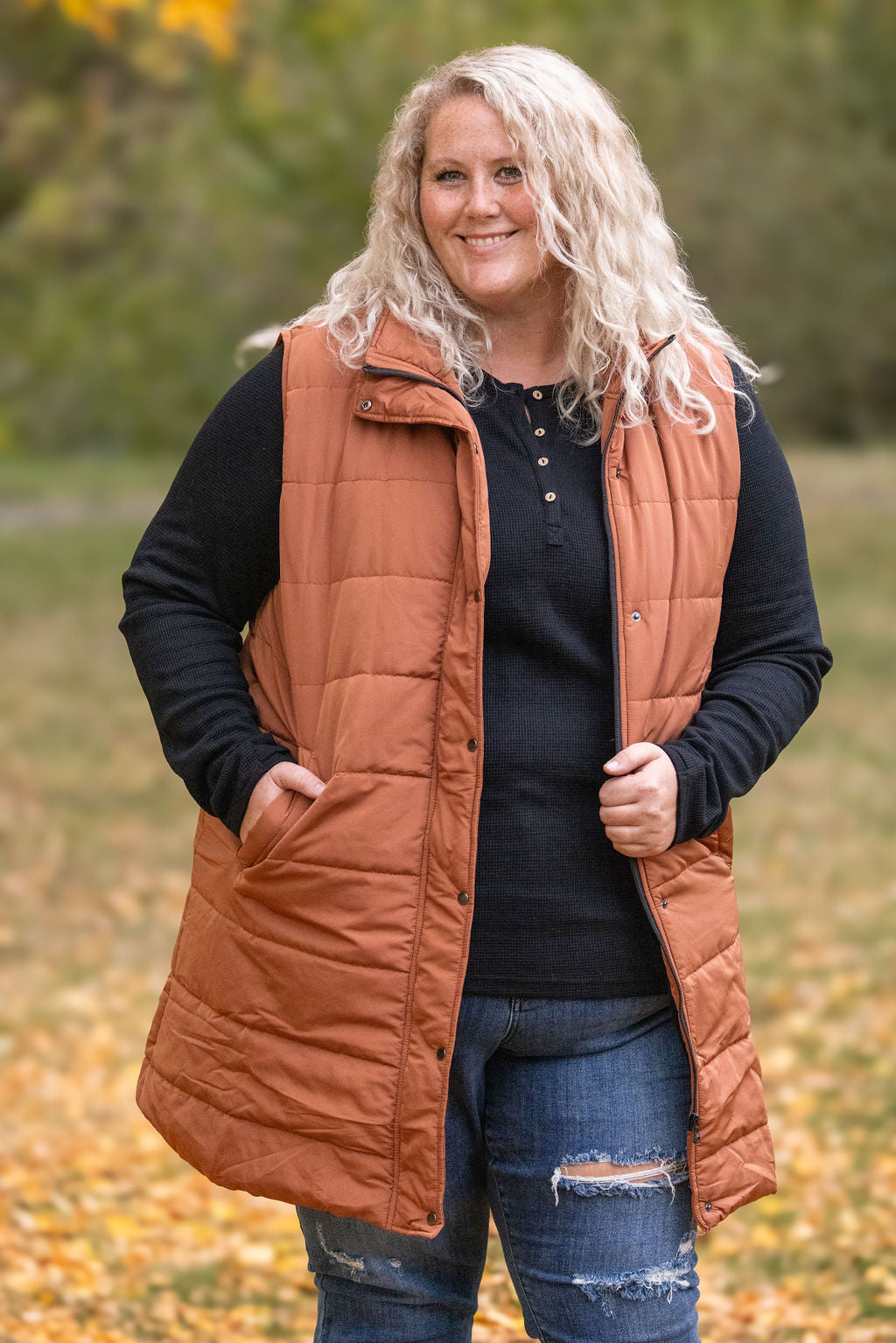 Harlow Long Vest - Cinnamon