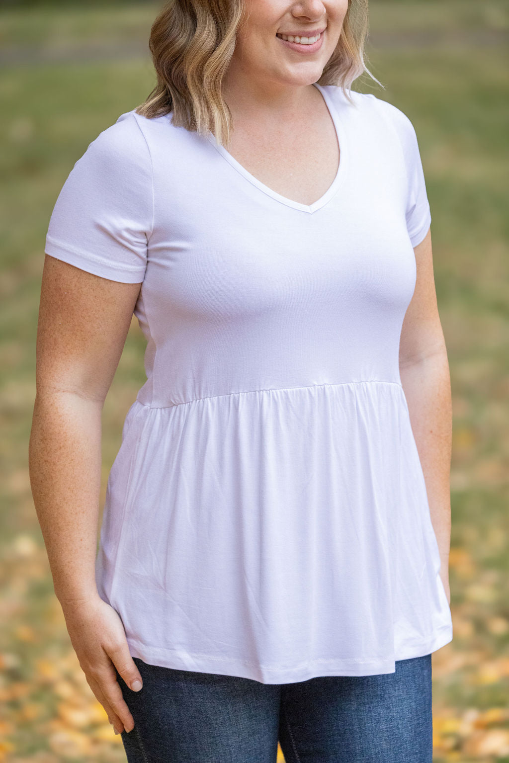 Sarah Ruffle Short Sleeve - White