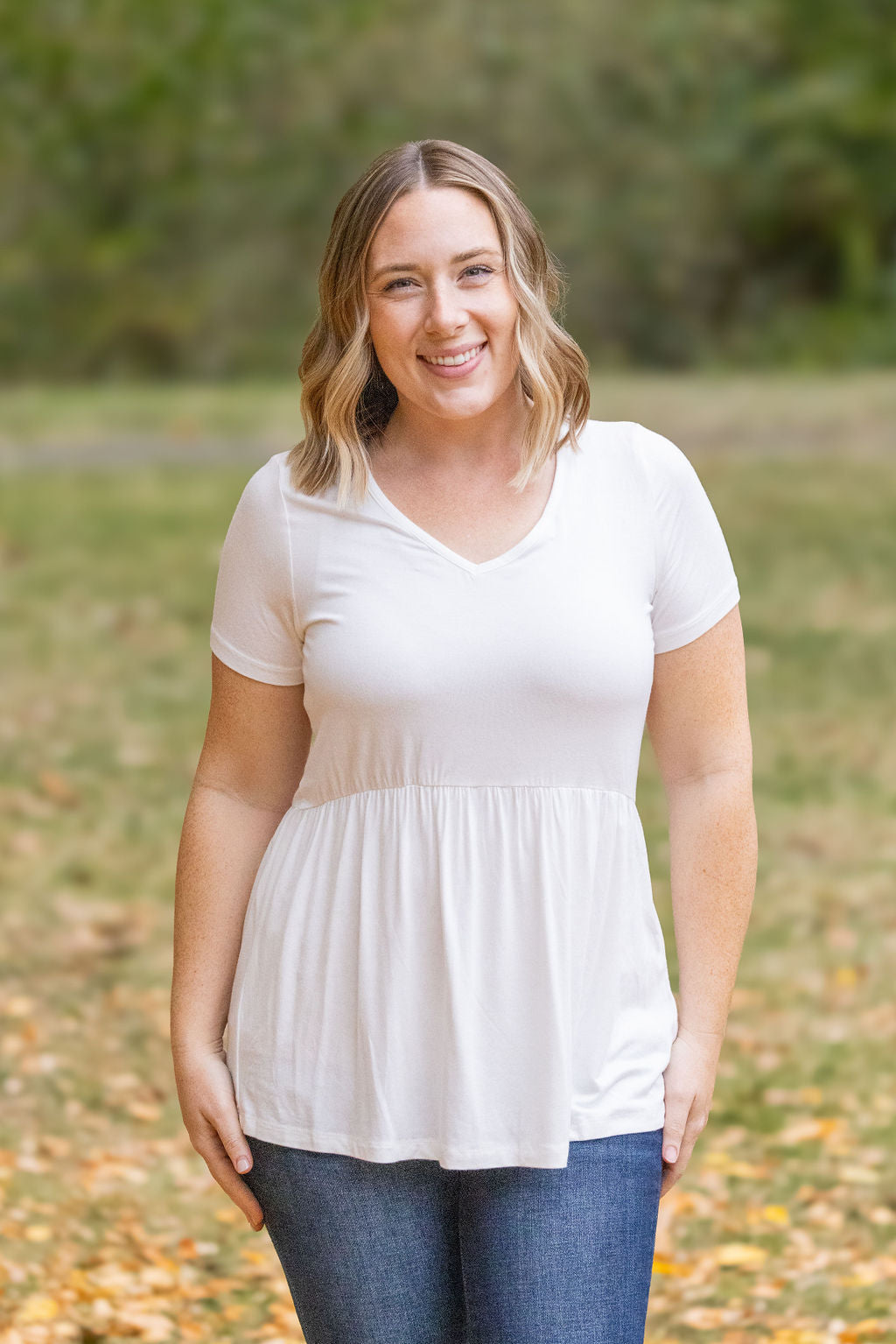 Sarah Ruffle Short Sleeve - Ivory