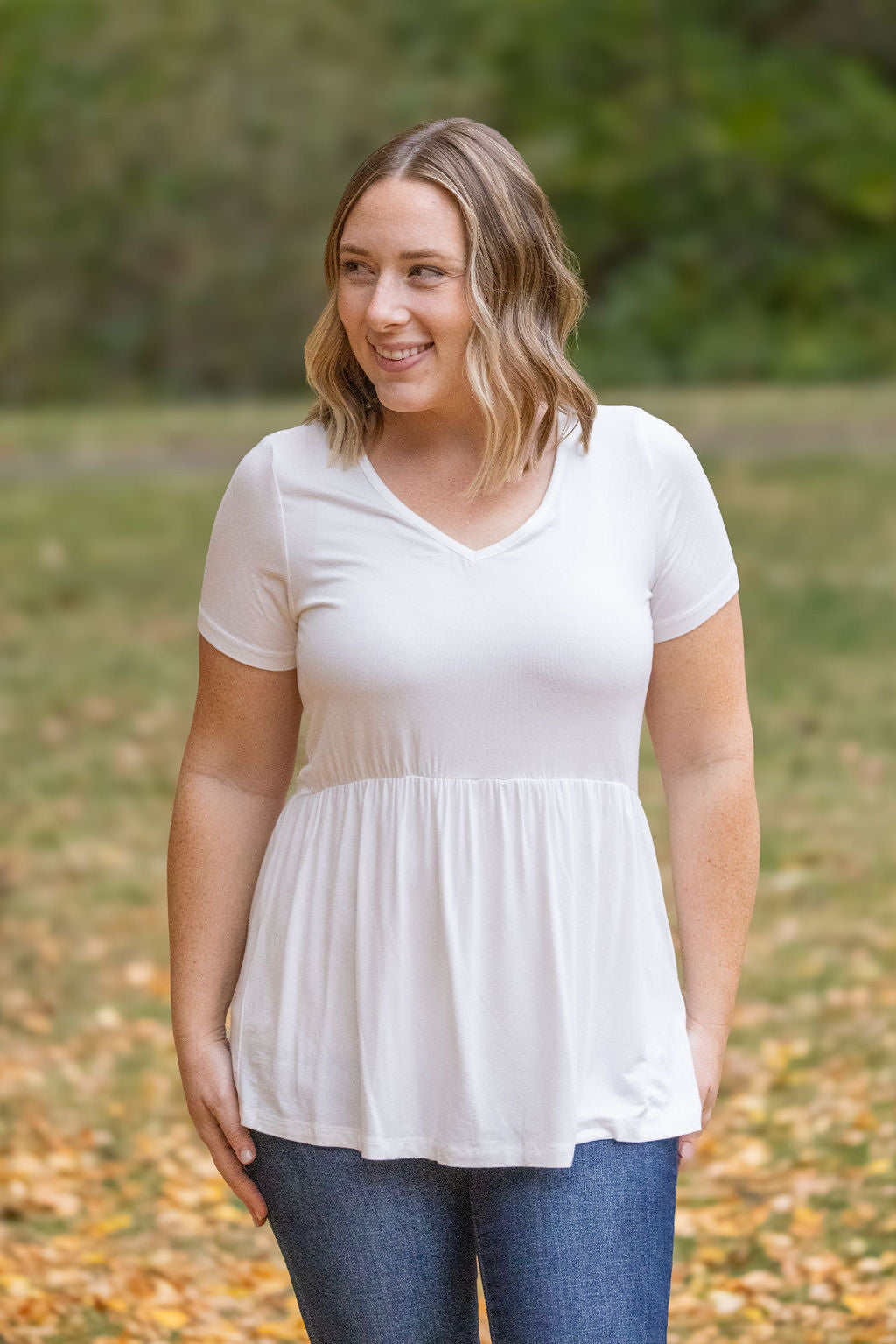 Sarah Ruffle Short Sleeve - Ivory