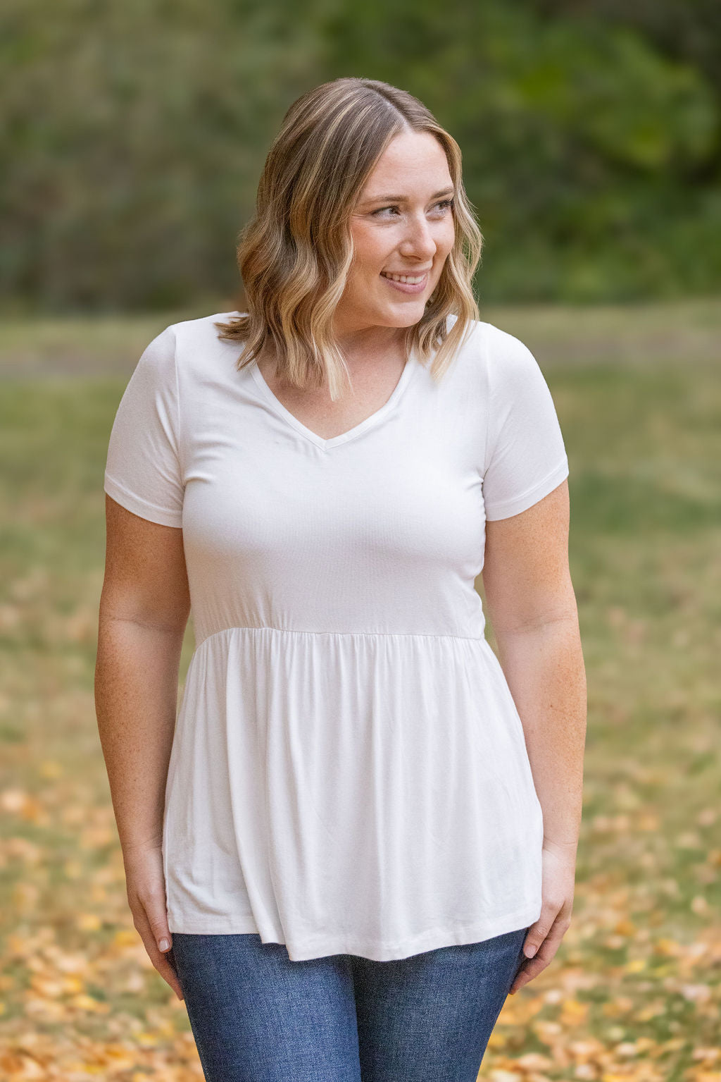 Sarah Ruffle Short Sleeve - Ivory