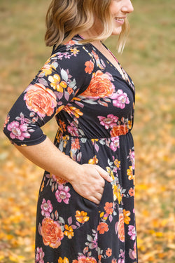 Taylor Dress - Black Fall Floral Mix