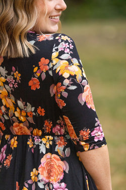 Taylor Dress - Black Fall Floral Mix