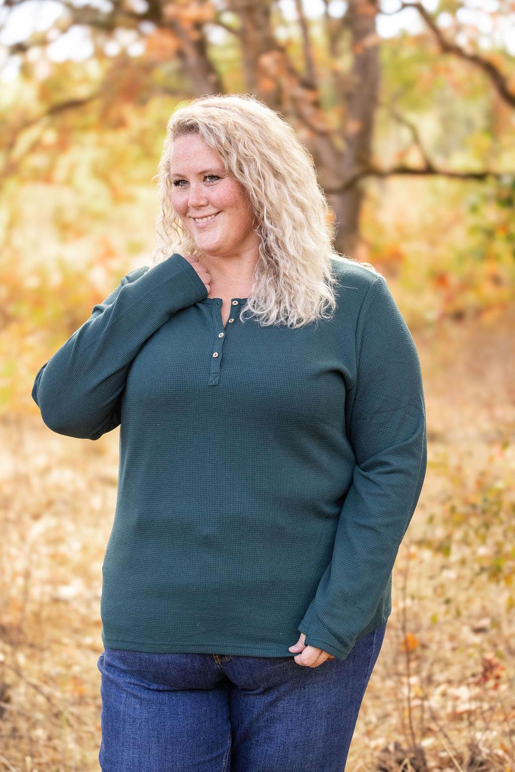 Harper Long Sleeve Henley - Evergreen | Women's Cozy Shirt