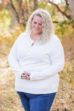 Harper Long Sleeve Henley - White | Women's Cozy Shirt