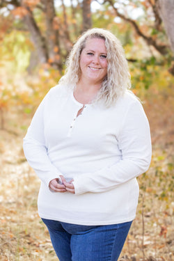 Harper Long Sleeve Henley - White | Women's Cozy Shirt