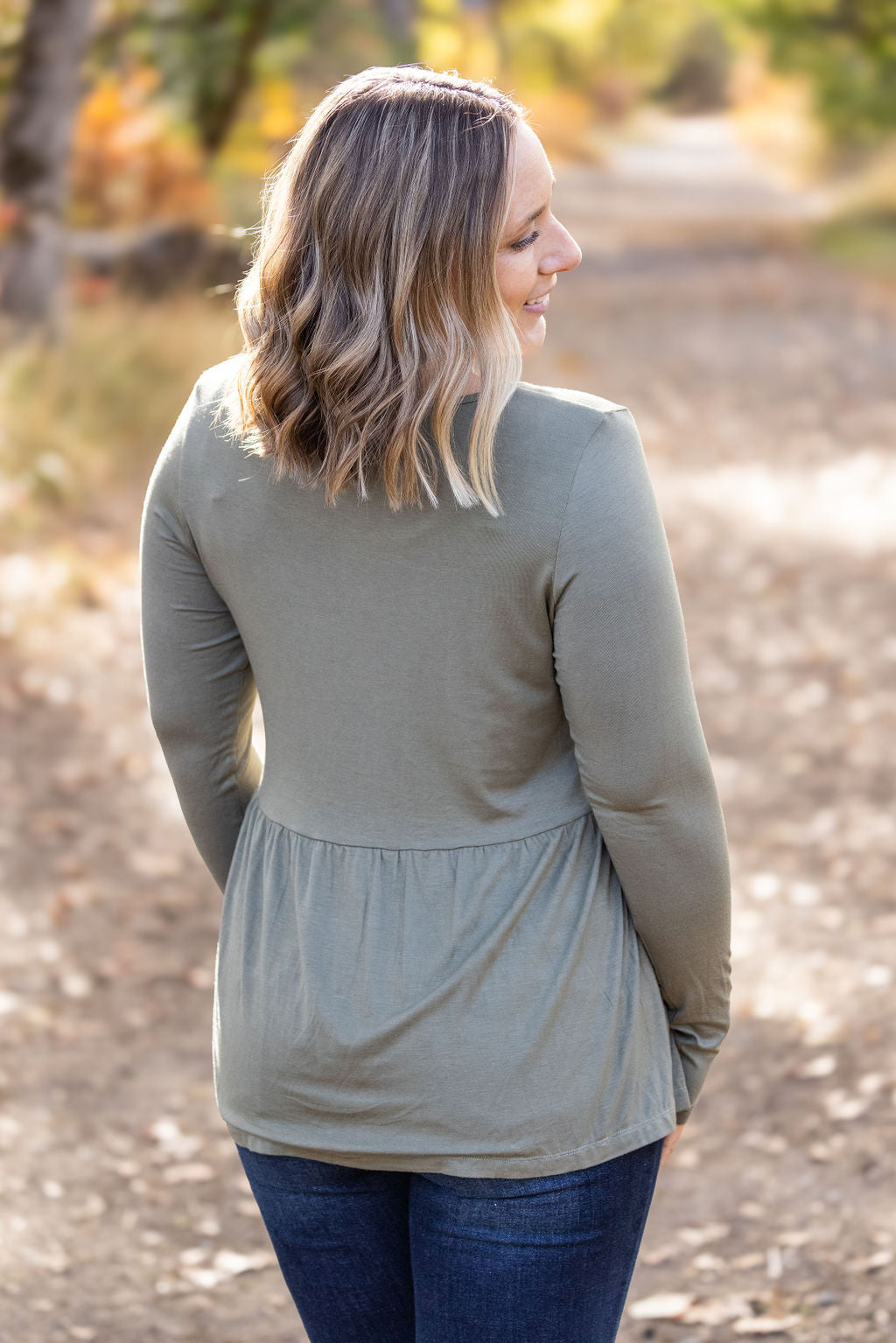 Long Sleeve Sarah Ruffle - Olive