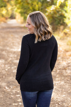 Brielle Henley Ribbed Long Sleeve - Black