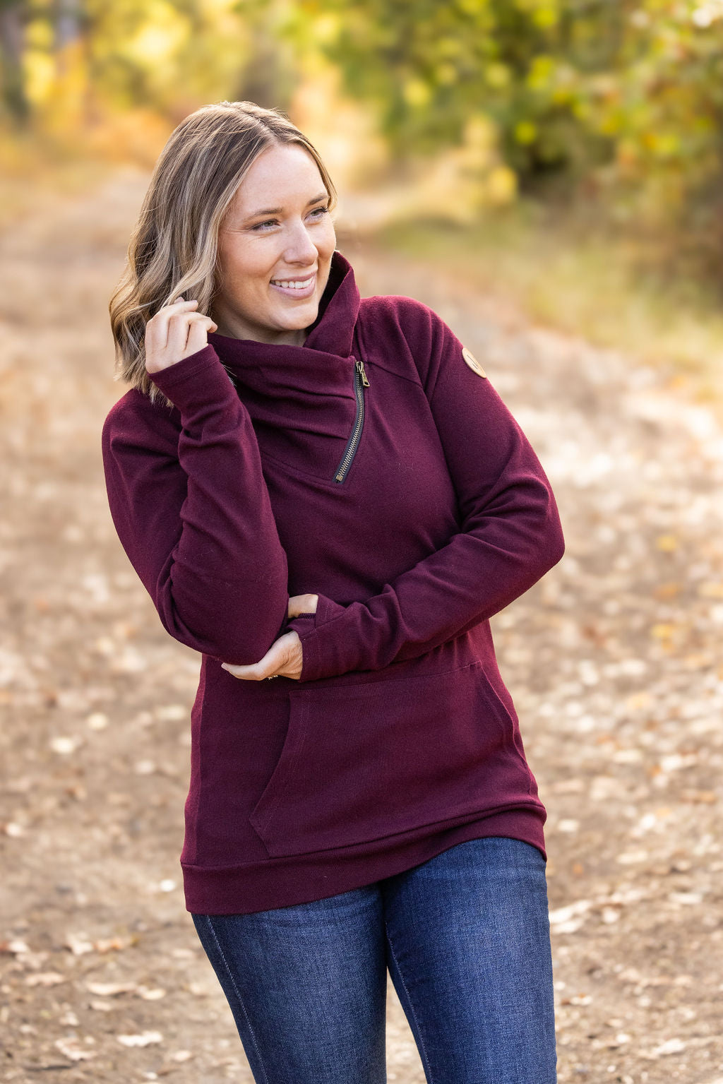 Classic Zoey ZipCowl Sweatshirt - Burgundy