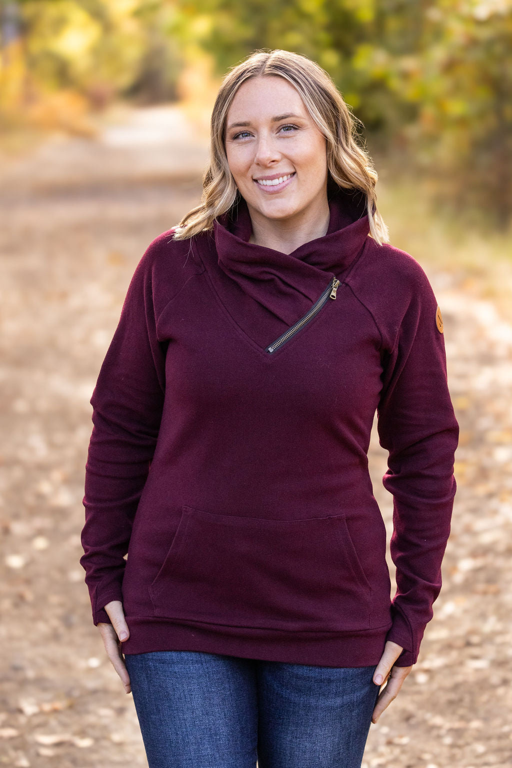 Classic Zoey ZipCowl Sweatshirt - Burgundy