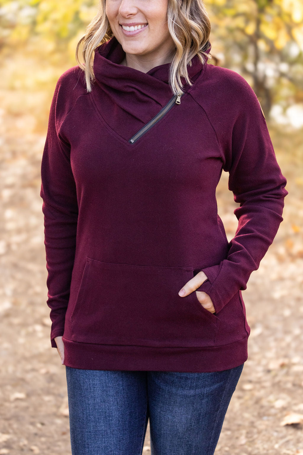 Classic Zoey ZipCowl Sweatshirt - Burgundy